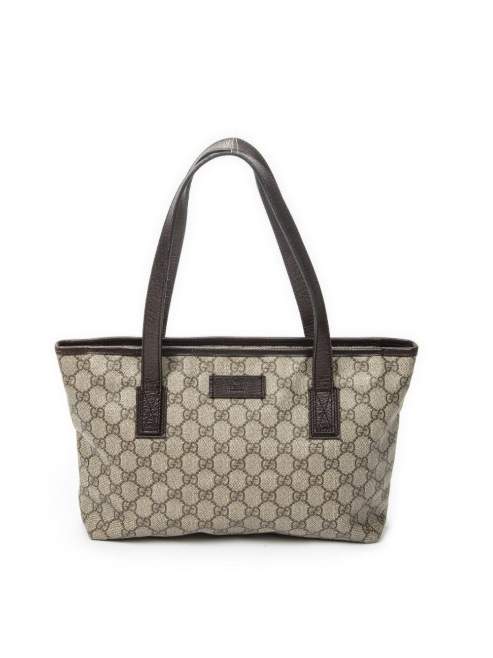 Gucci Zip Shopping Tote Beige Dark Brown Supreme Canvas